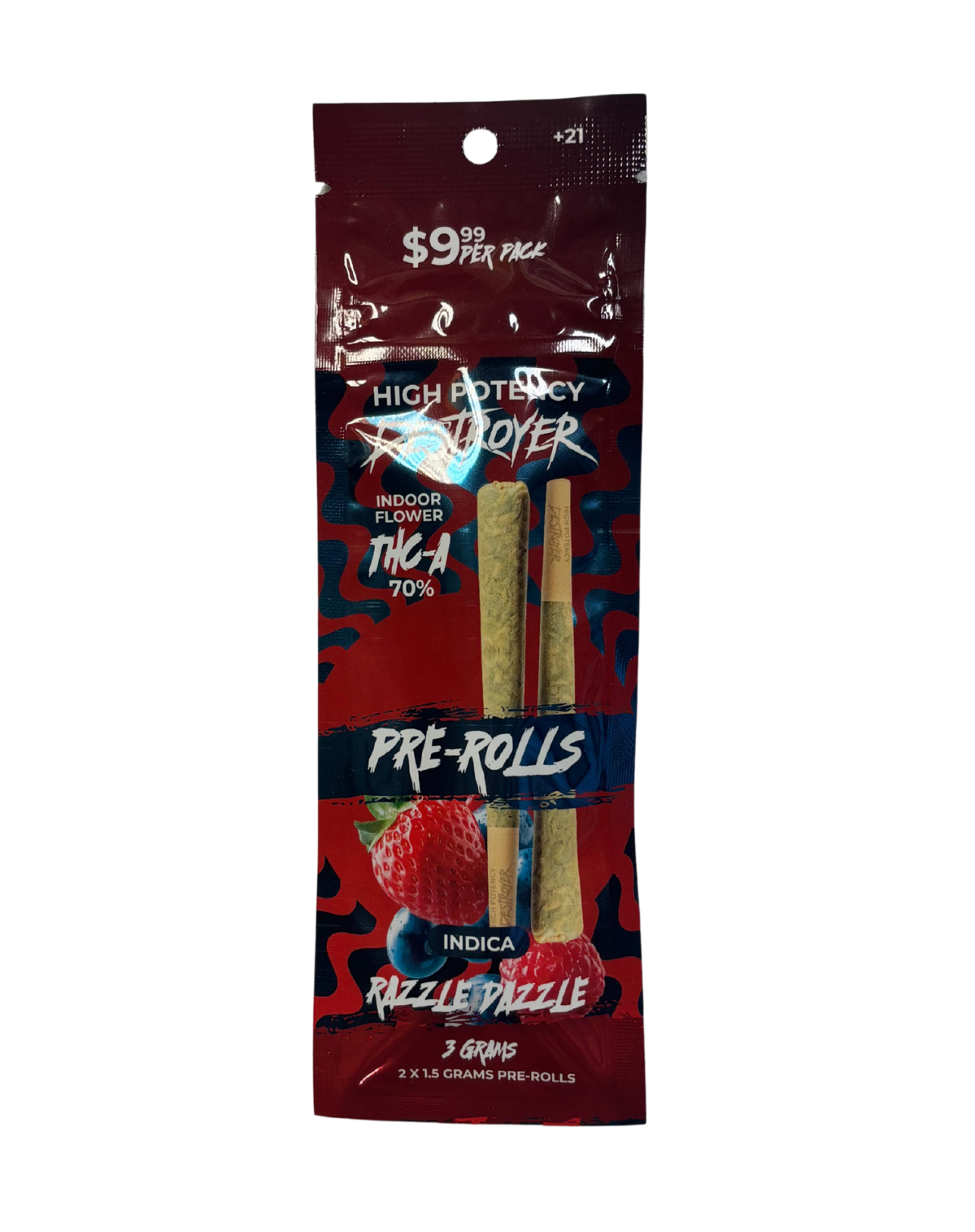 Destroyer High Potency Prerolls 70% THCA (2x1.5G) - Detail View