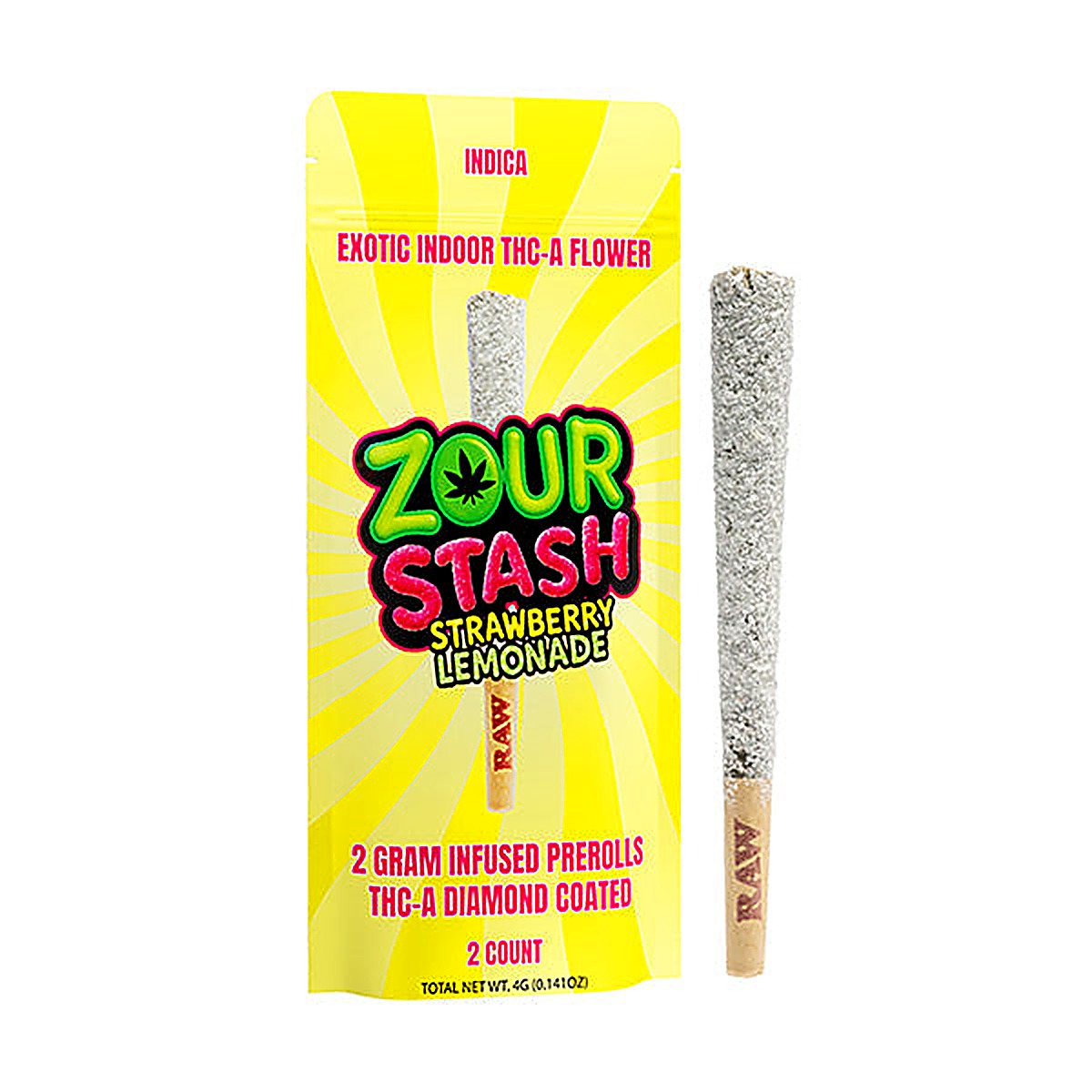 Zour Stash THC-A Diamond Coated 2 Gram Infused Prerolls(2 Count) - View 6