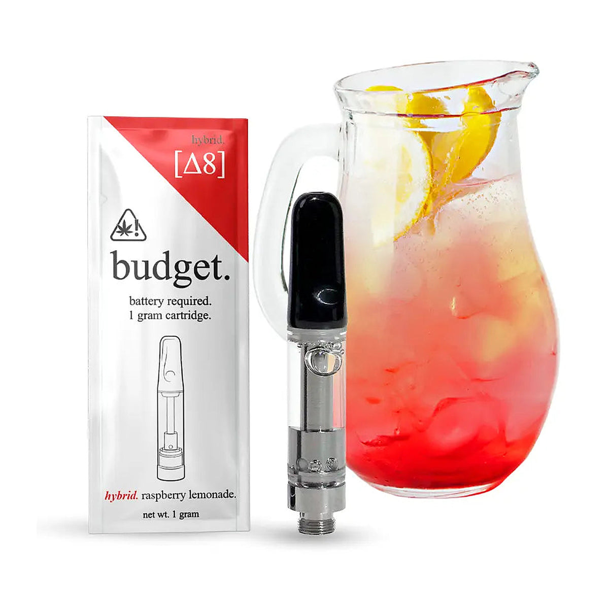 Budget Delta-8 1 Gram Vape Cartridge (510 Thread) - Raspberry Lemonade (Hybrid)