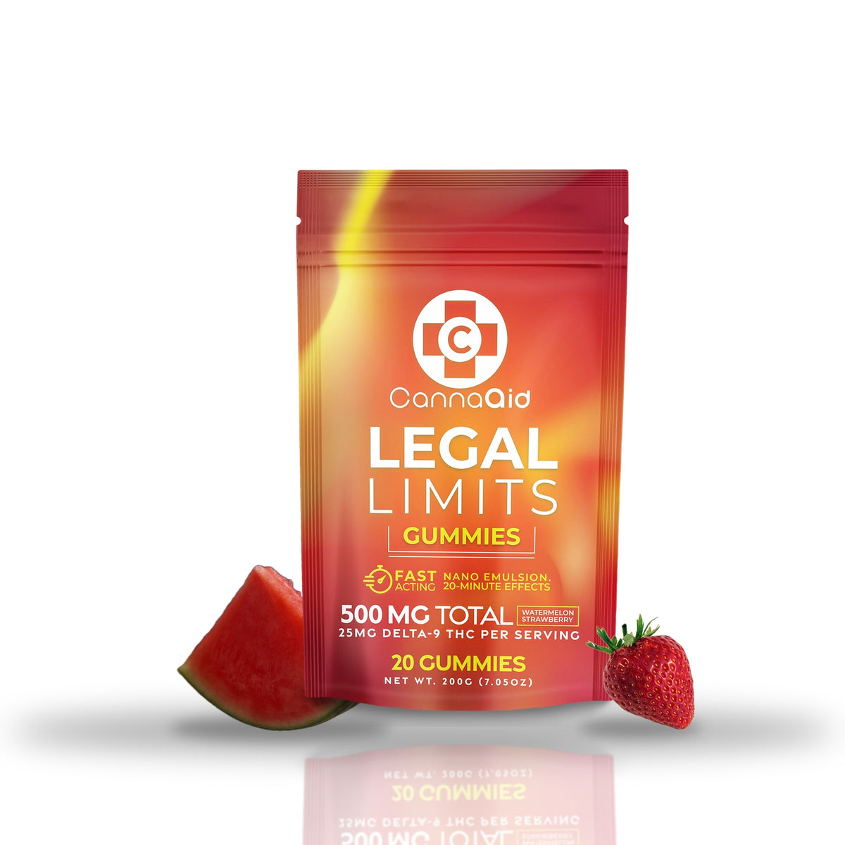 CannaAid Legal Limits Delta-9 THC Gummies 500MG 20ct - Strawberry Watermelon