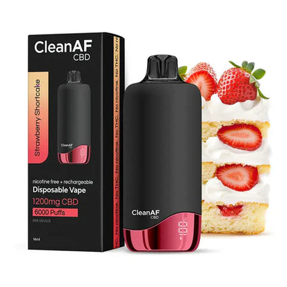 CleanAF CBD Disposable Vape 1200mg CBD nicotine free + rechargeable
