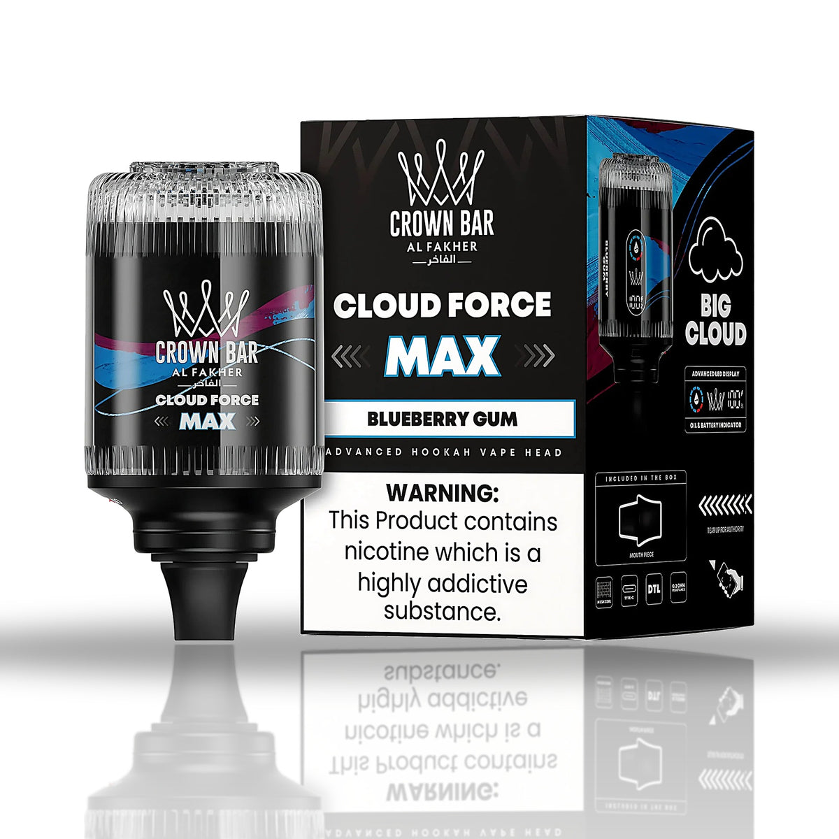 Al Fakher Crown Bar Cloud Force Max 50K Blueberry Gum