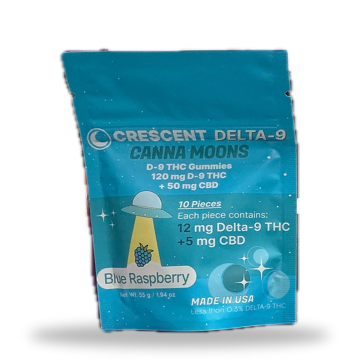 Crescent Canna Moons 120MG 10ct - Blue Raspberry pouch