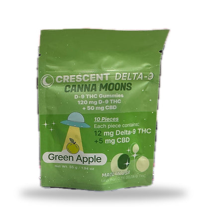 Crescent Canna Moons 120MG 10ct - Green Apple pouch