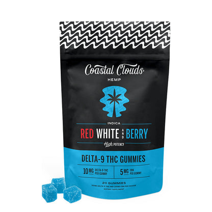 Coastal Clouds High Potency Delta-9 THC Gummies 200MG 20ct - Red White and Berry