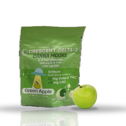 Crescent Canna Moons Delta-9 THC + CBD Gummies 120MG 10ct - Green Apple