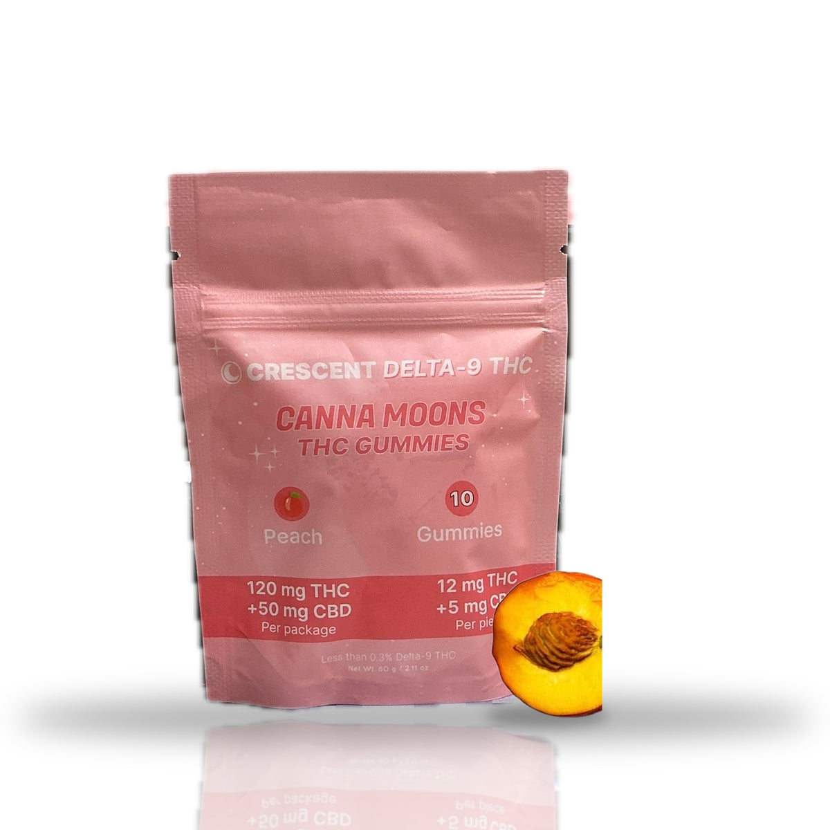 Crescent Canna Moons Delta-9 THC + CBD Gummies 120MG 10ct - Peach