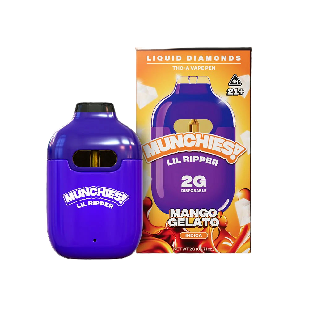 Munchies Lil Ripper Liquid Diamonds THC-A Vape Pen 2G - Delta Thca Disposable Mango Gelato Delta