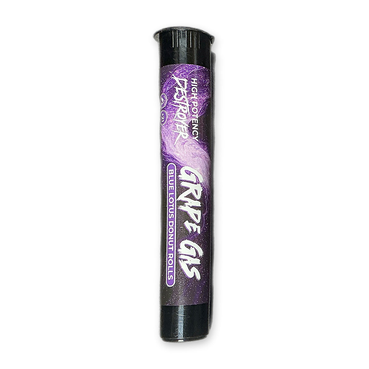 High Potency Destroyer Blue Lotus Donut Roll Grape Gas 2g pre-roll tube