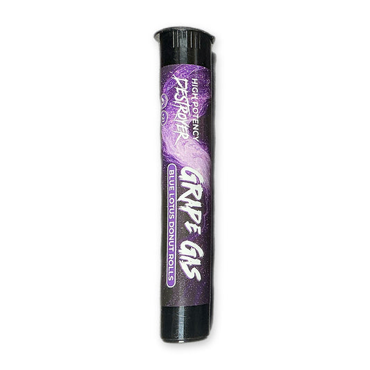 High Potency Destroyer Blue Lotus Donut Roll Grape Gas 2g pre-roll tube