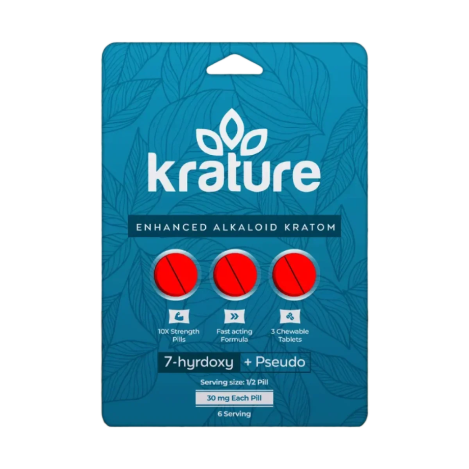 Krature Enhanced Alkaloid Kratom 7-Hydroxy+Psuedo(30Mg Per Tab)