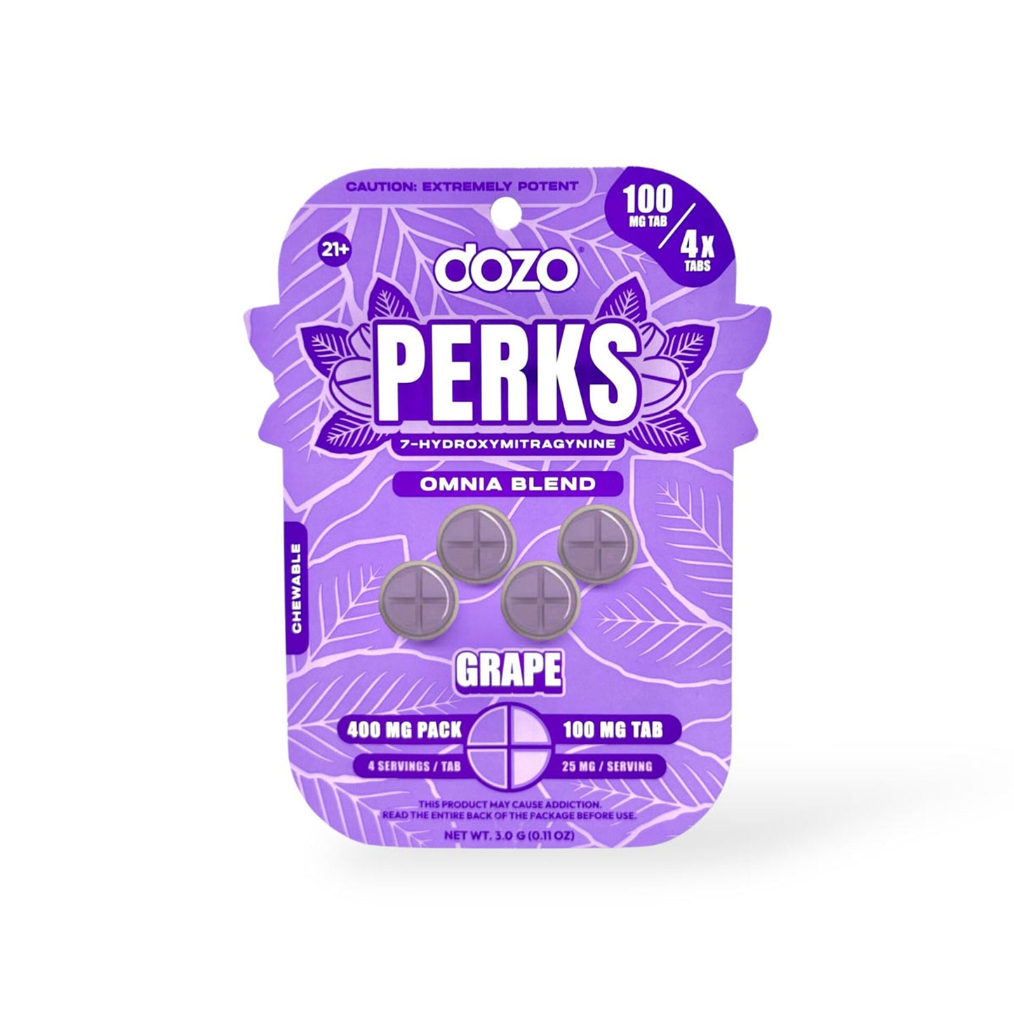DOZO Perks 7 Hydroxymitragynine 400MG Pack 100MG Per Tablet