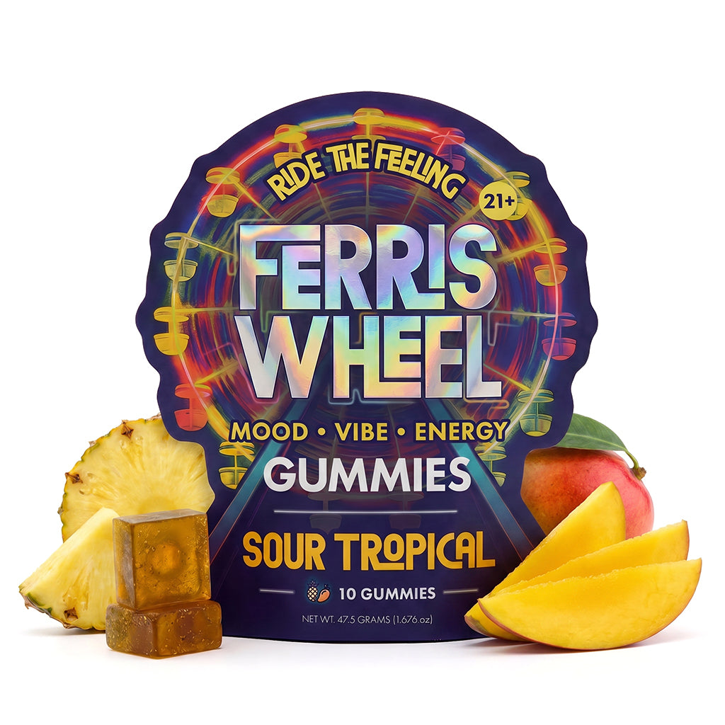 Ferris Wheel Daily Mood Kanna Gummies 10ct - Sour Tropical pouch, 10 gummies (official product image)