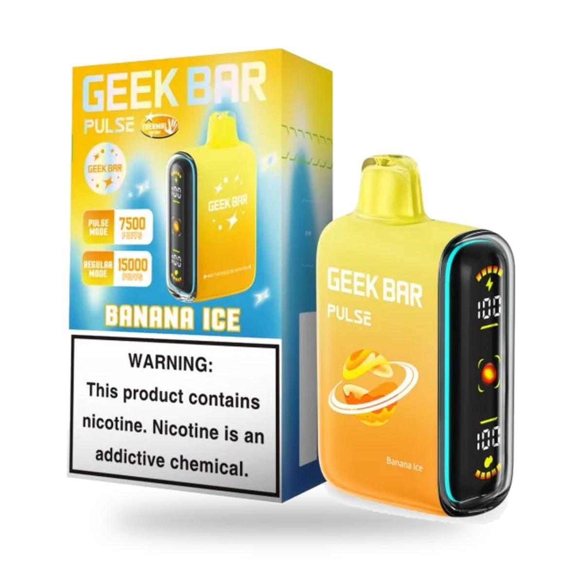 Banana Ice — box & device — Geek Bar Pulse 15000 Puffs