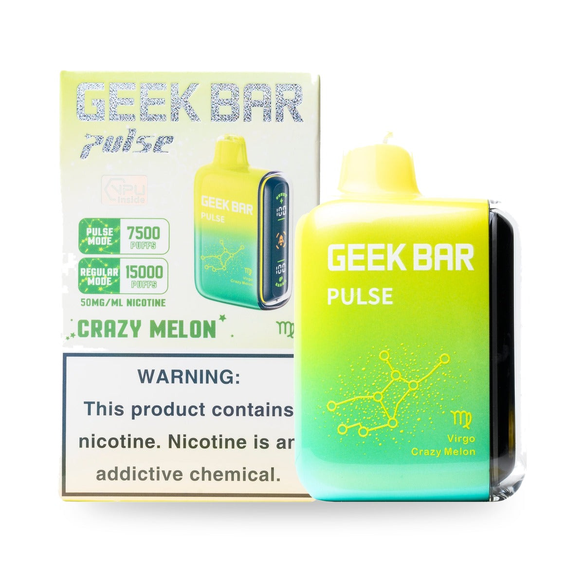 Crazy Melon — box & device — Geek Bar Pulse 15000 Puffs