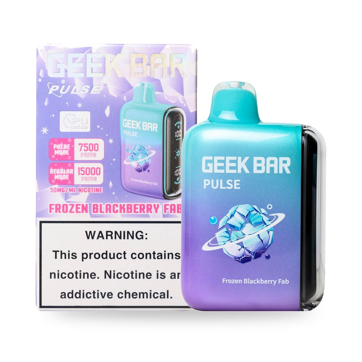 Frozen Blackberry Fab — box & device — Geek Bar Pulse 15000 Puffs