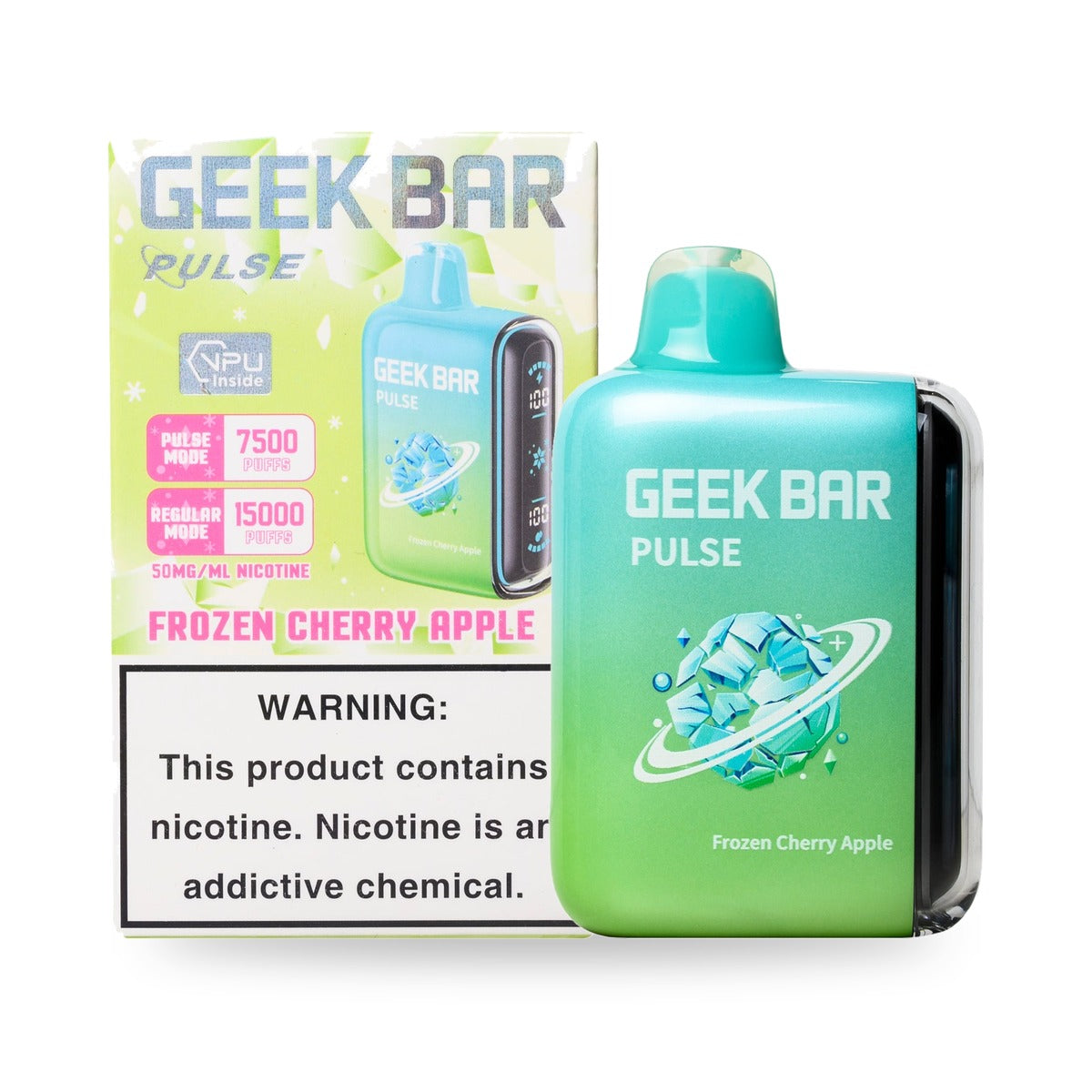 Frozen Cherry Apple — box & device — Geek Bar Pulse 15000 Puffs