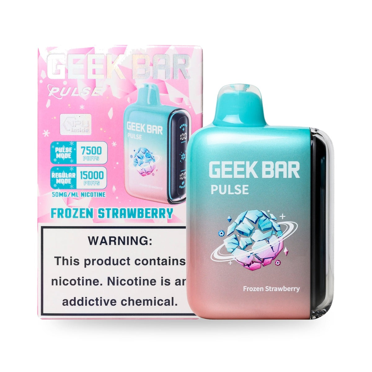 Frozen Strawberry — box & device — Geek Bar Pulse 15000 Puffs