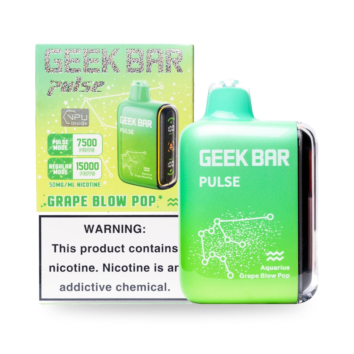 Grape B-Burst — box & device — Geek Bar Pulse 15000 Puffs