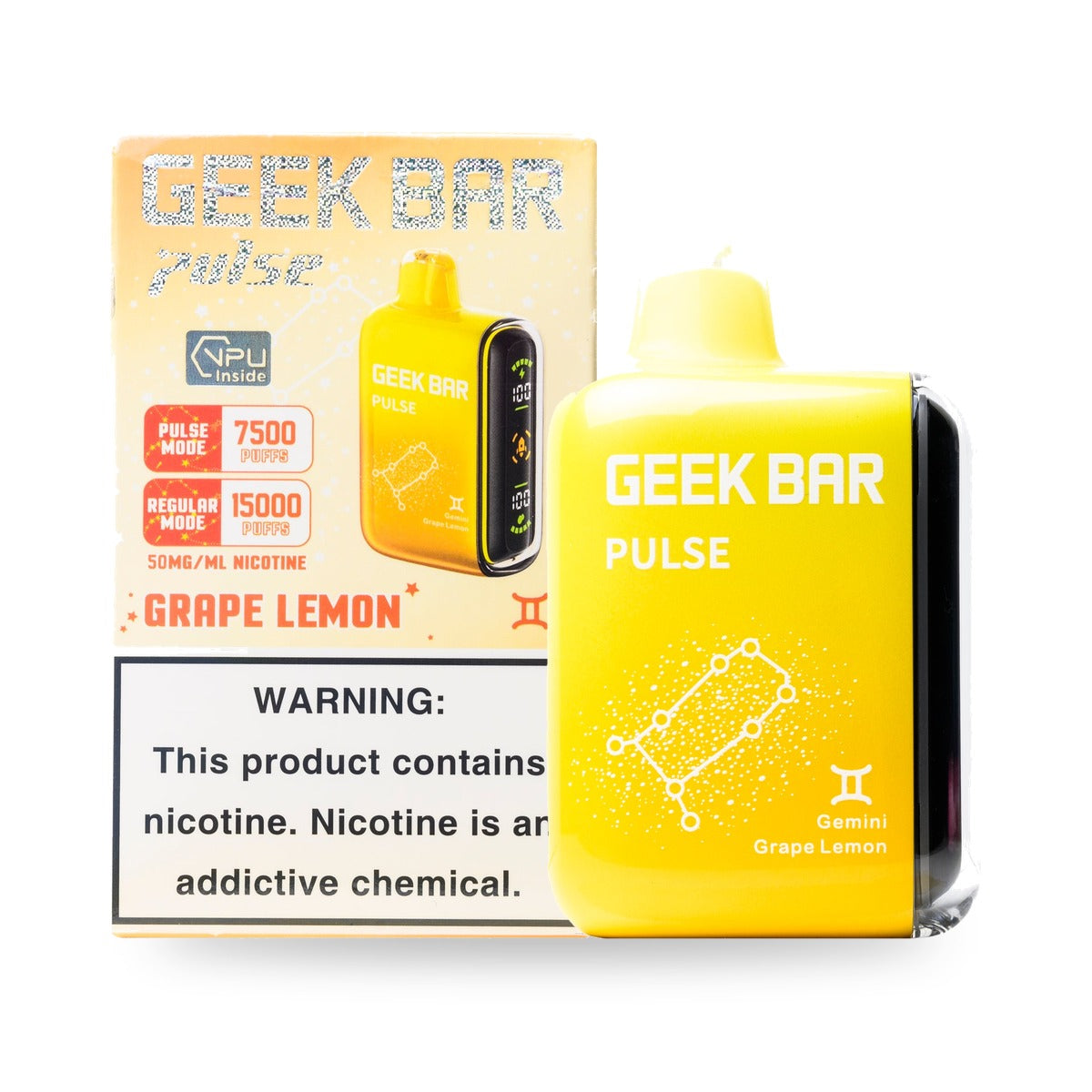 Grape Lemon — box & device — Geek Bar Pulse 15000 Puffs