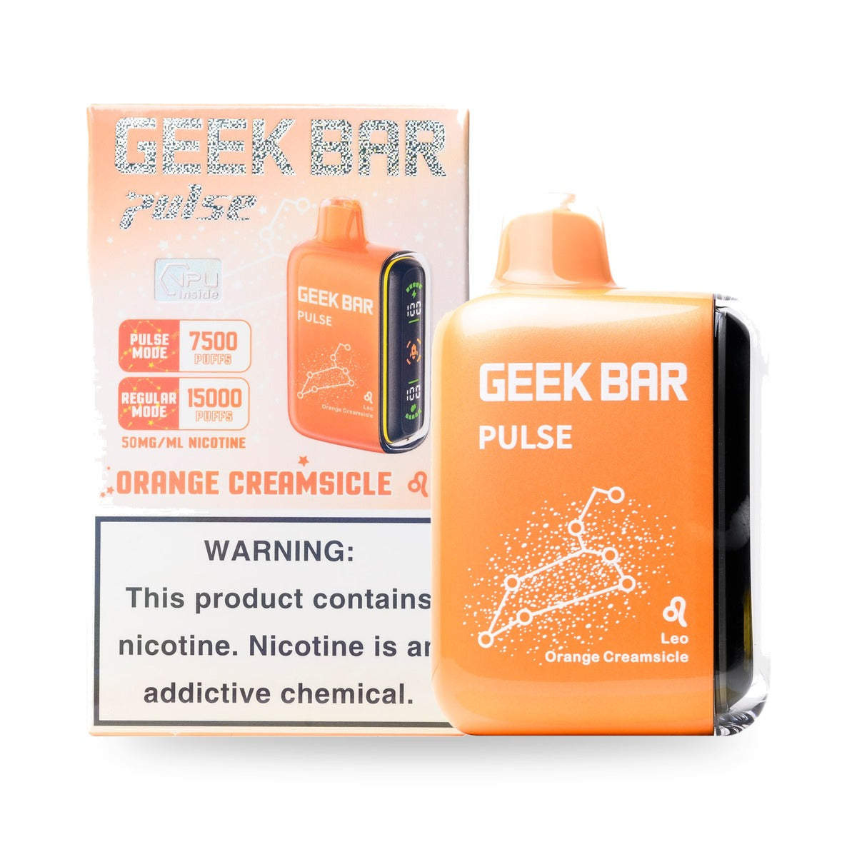 Orange Creamsicle — box & device — Geek Bar Pulse 15000 Puffs