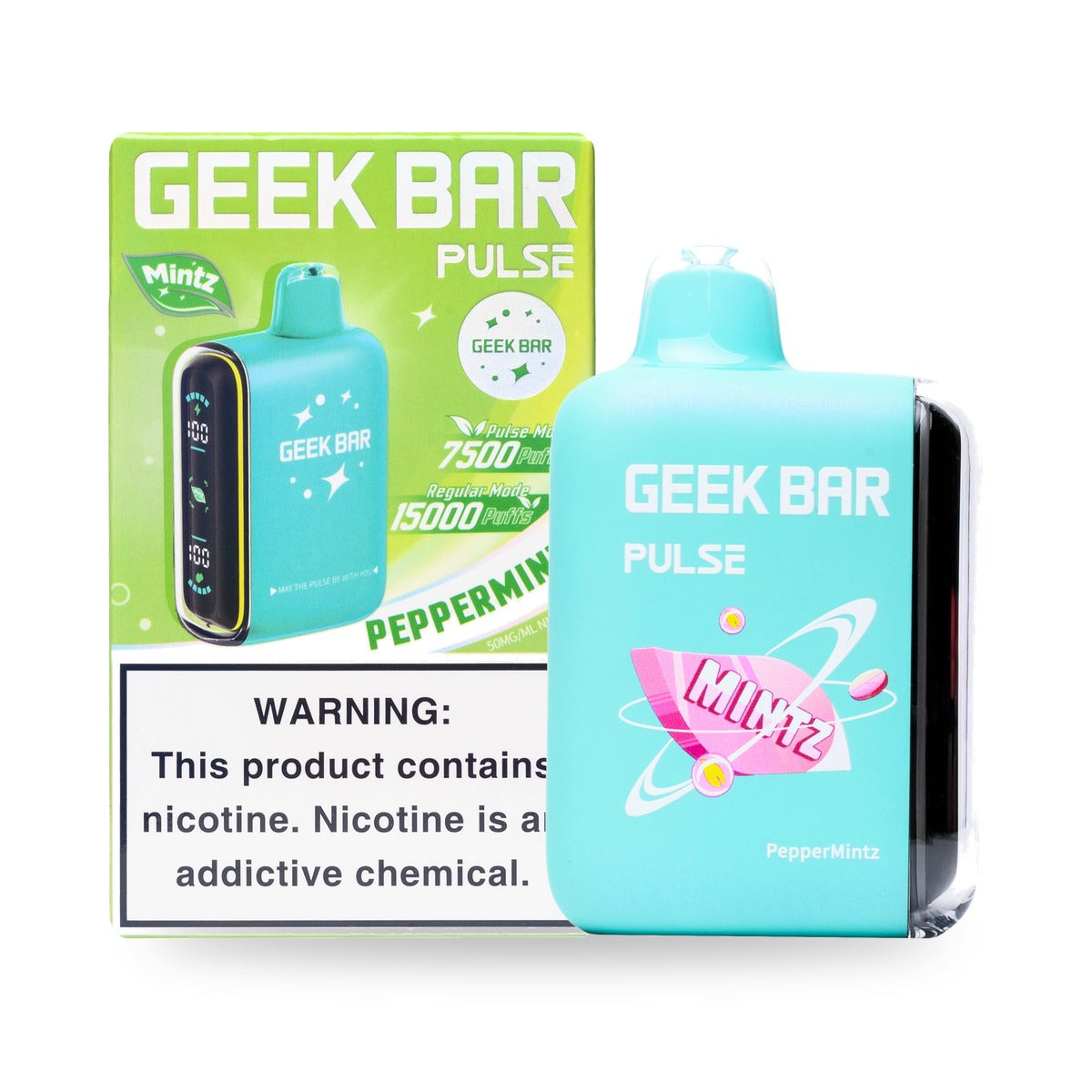 Peppermintz — box & device — Geek Bar Pulse 15000 Puffs