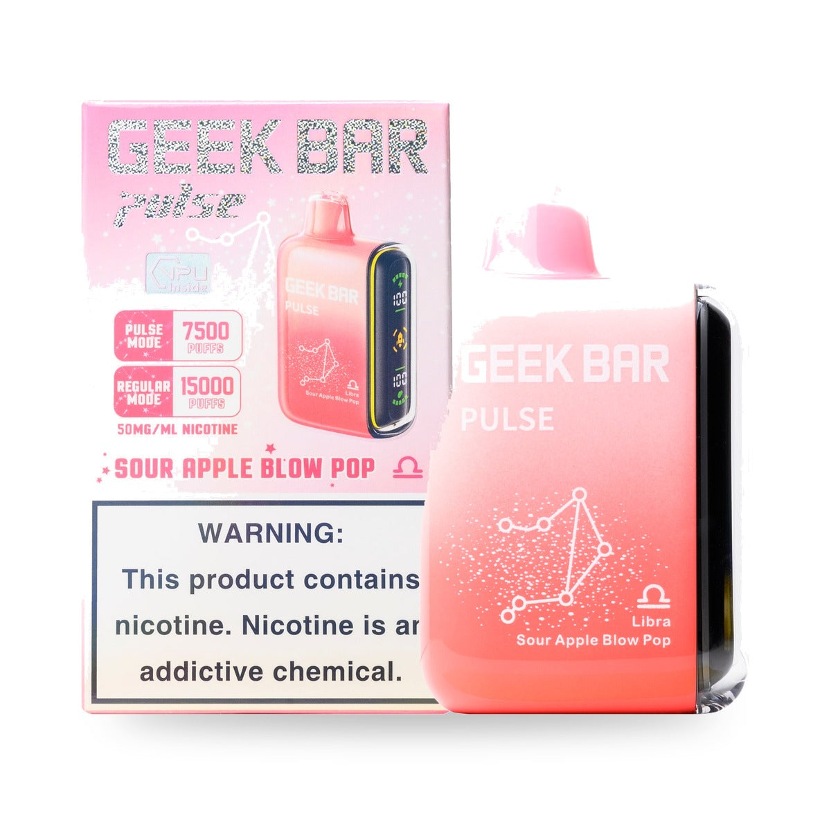 Sour Apple B-Burst — box & device — Geek Bar Pulse 15000 Puffs