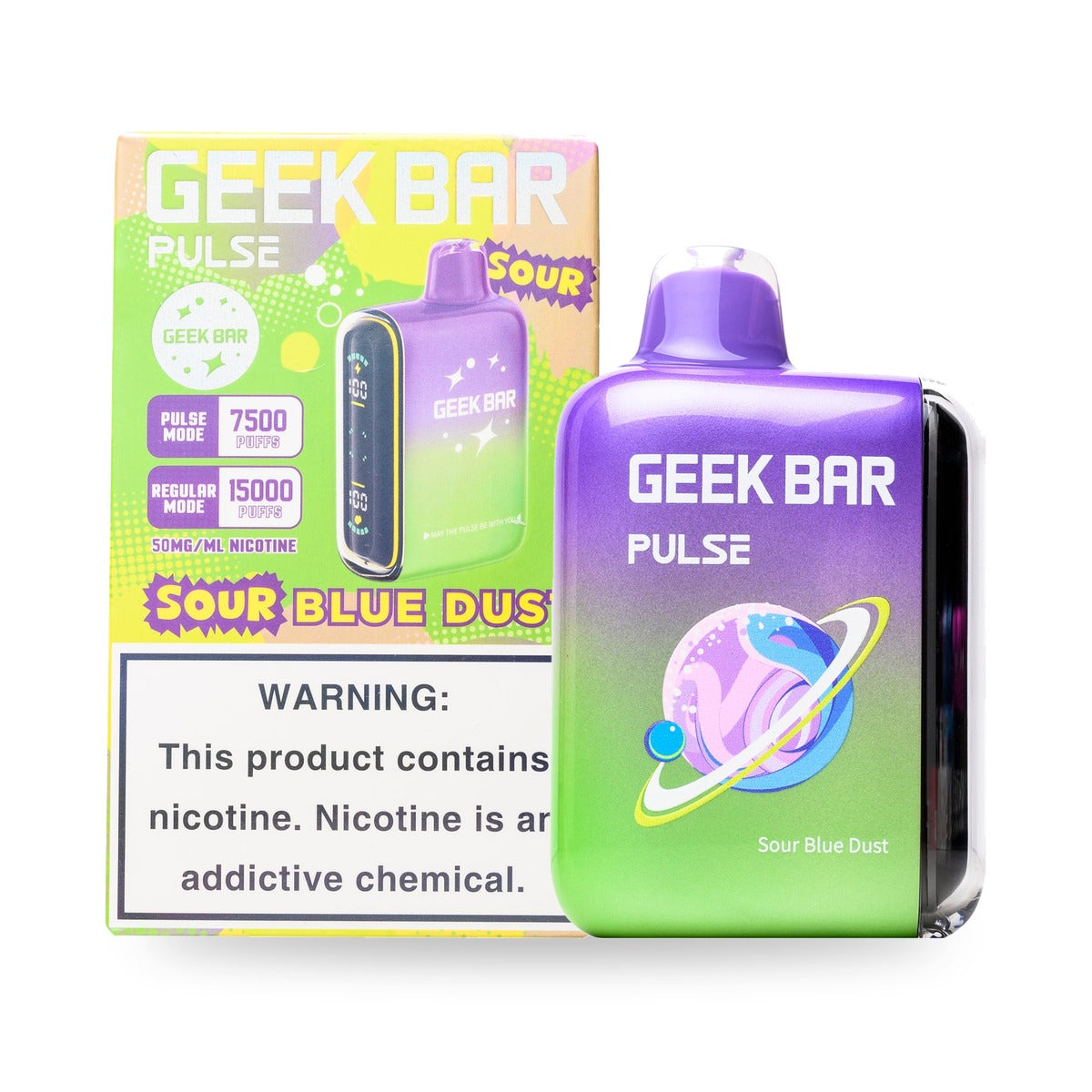 Sour Blue Dust — box & device — Geek Bar Pulse 15000 Puffs