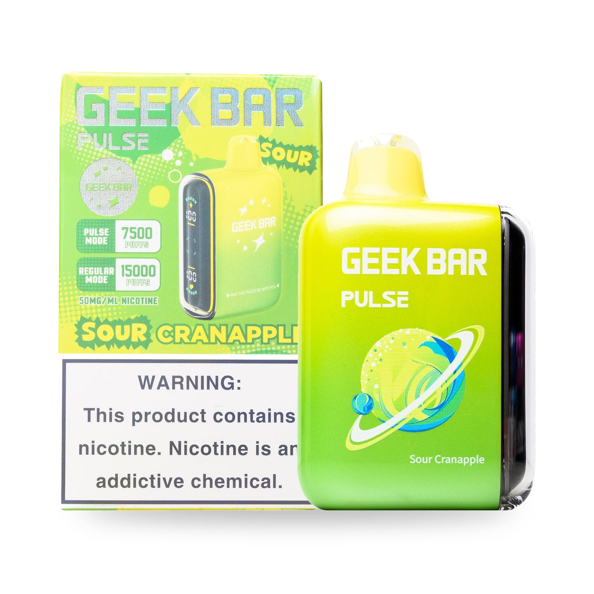Sour Cranapple — box & device — Geek Bar Pulse 15000 Puffs