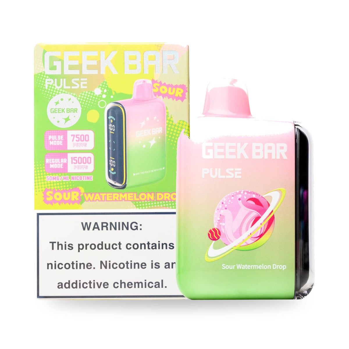Sour Watermelon Drop — box & device — Geek Bar Pulse 15000 Puffs