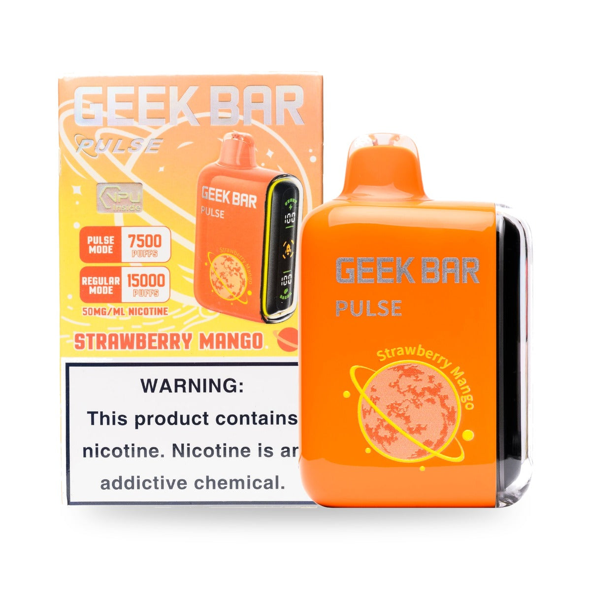 Strawberry Mango — box & device — Geek Bar Pulse 15000 Puffs