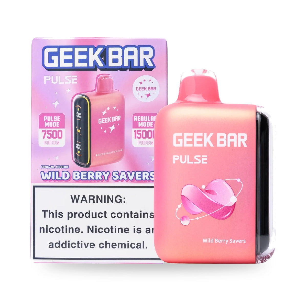 Wild Berry Savers — box & device — Geek Bar Pulse 15000 Puffs