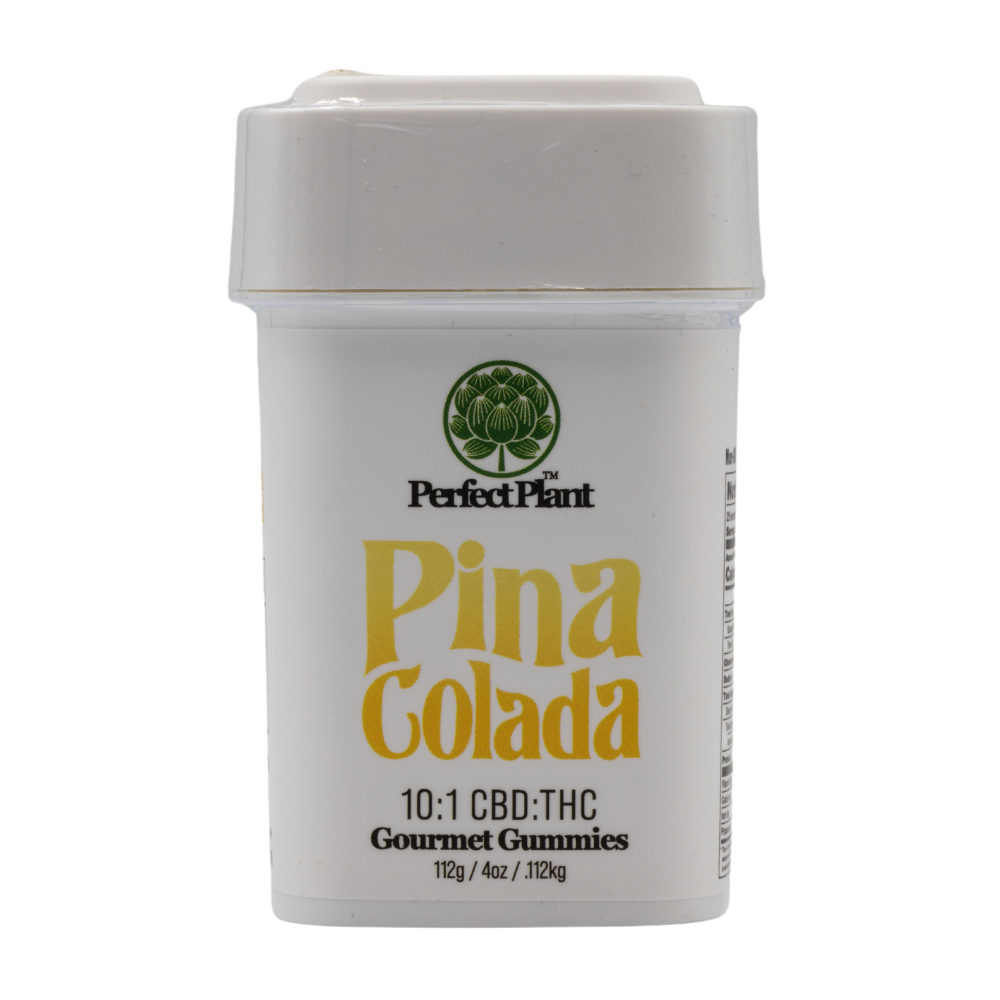 Perfect Plant 10:1 CBD:THC Gourmet Gummies Pina Colada tin