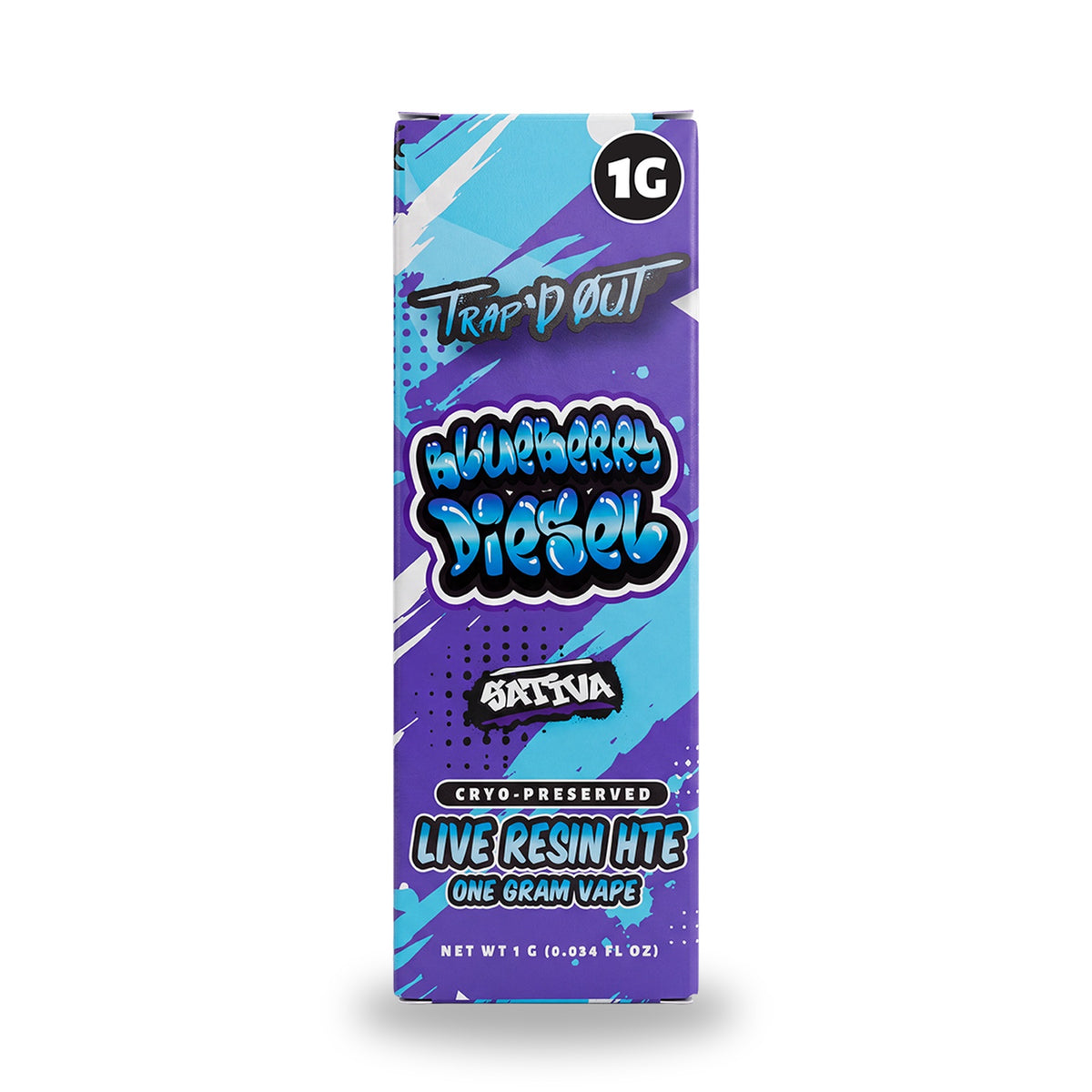 HiXotic Trap'd Out CBD Live Resin HTE 1G Disposable Vape - Blueberry Diesel (Sativa)
