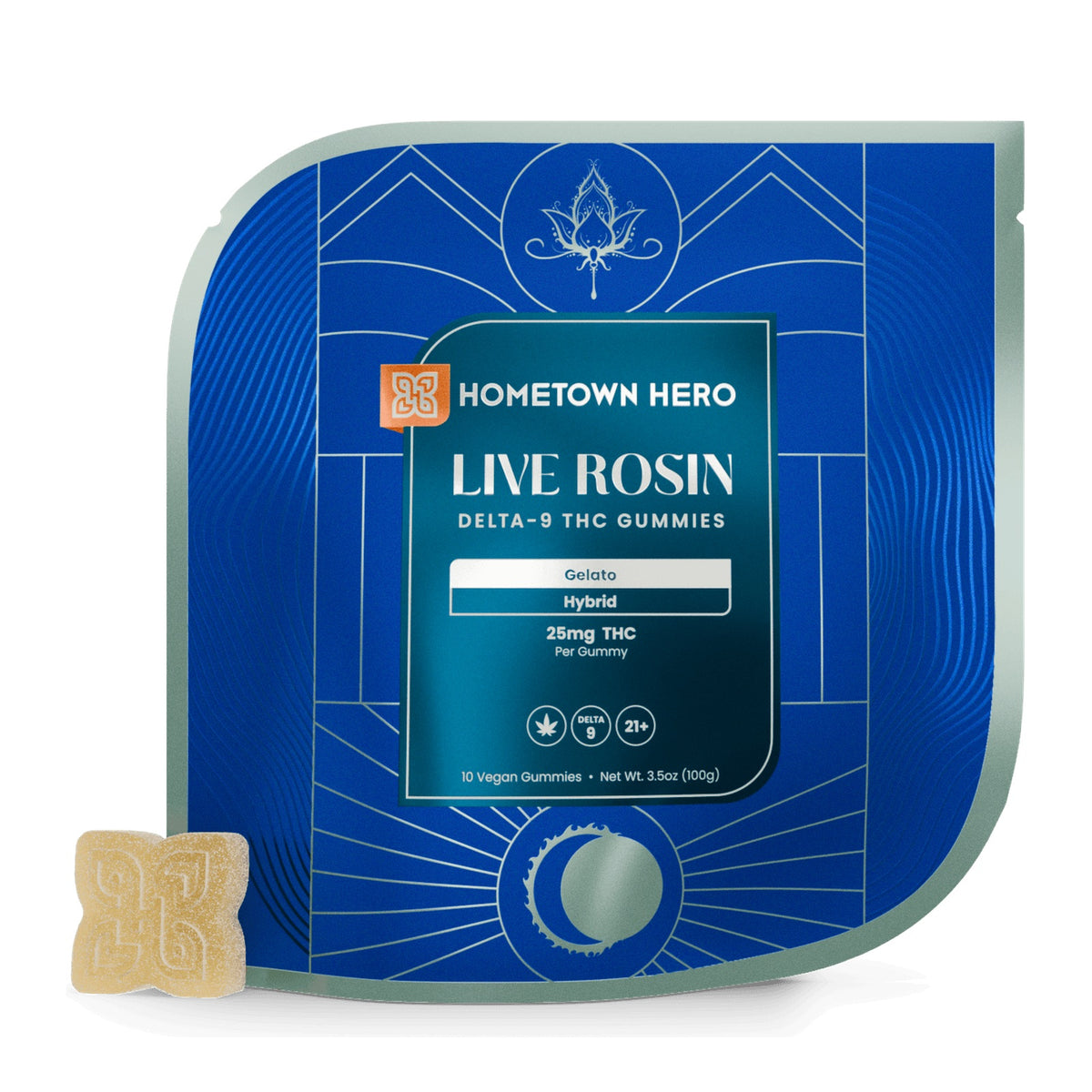 Hometown Hero Live Rosin Delta-9 THC Gummies 250MG 10ct - Gelato (Hybrid)
