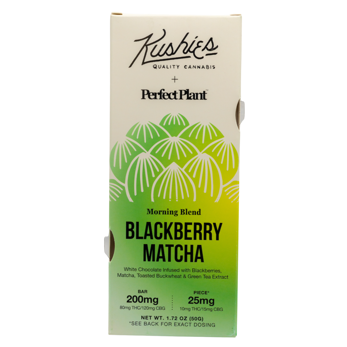 Kushies x Perfect Plant Blackberry Matcha (Morning Blend) chocolate bar box