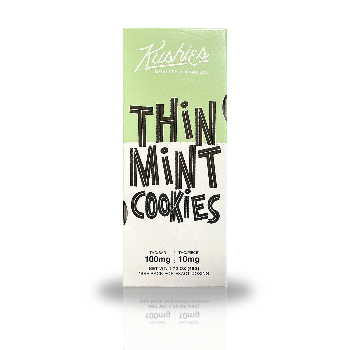 Kushies Delta-9 THC Chocolate Bar 100MG (10 x 10MG) - Thin Mint Cookies