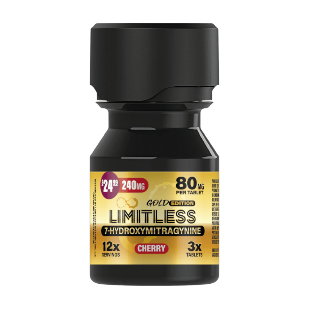 Limitless 7-Hydroxymitragynine 240MG 3x Count Gold Edition(80MG Per Tablet)
