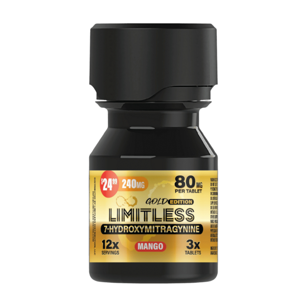 Limitless 7-Hydroxymitragynine 240MG 3x Count Gold Edition(80MG Per Tablet)