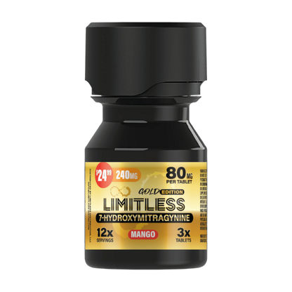 Limitless 7-Hydroxymitragynine 240MG 3x Count Gold Edition(80MG Per Tablet)