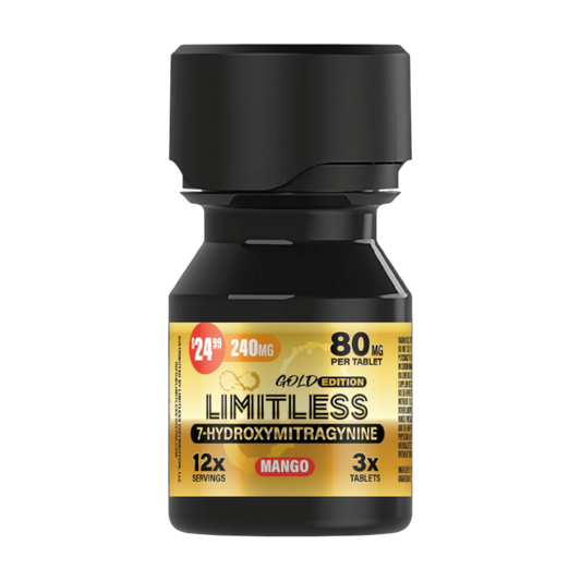 Limitless 7-Hydroxymitragynine 240MG 3x Count Gold Edition(80MG Per Tablet)