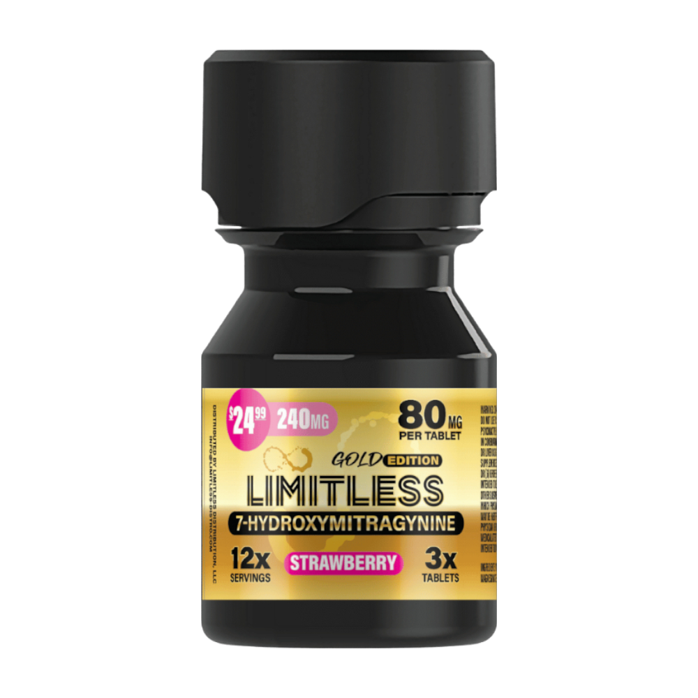 Limitless 7-Hydroxymitragynine 240MG 3x Count Gold Edition(80MG Per Tablet)