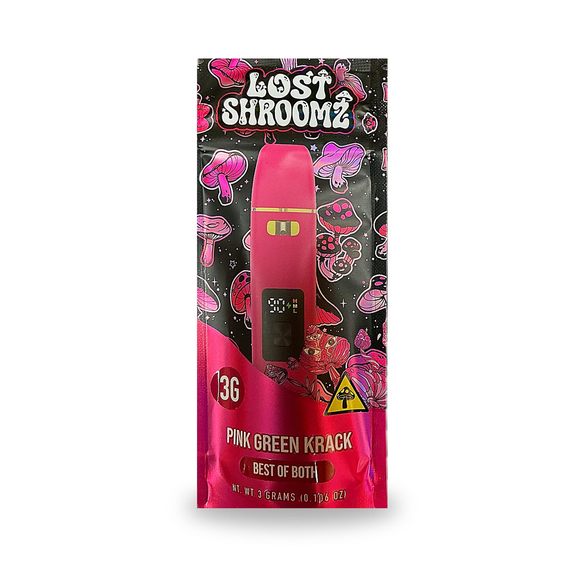 Lost Shroomz 3G mushroom disposable pouch, Pink Green Krack (Best of Both)
