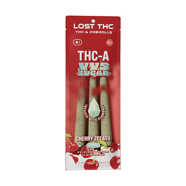 Lost THC THC-A VVS Sugar Infused with Diamond Prerolls 3x1.65G Prerolls(4.95 Grams)