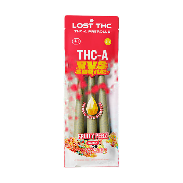 Lost THC THC-A VVS Sugar Infused with Diamond Prerolls 3x1.65G Prerolls(4.95 Grams)