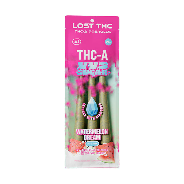 Lost THC THC-A VVS Sugar Infused with Diamond Prerolls 3x1.65G Prerolls(4.95 Grams)