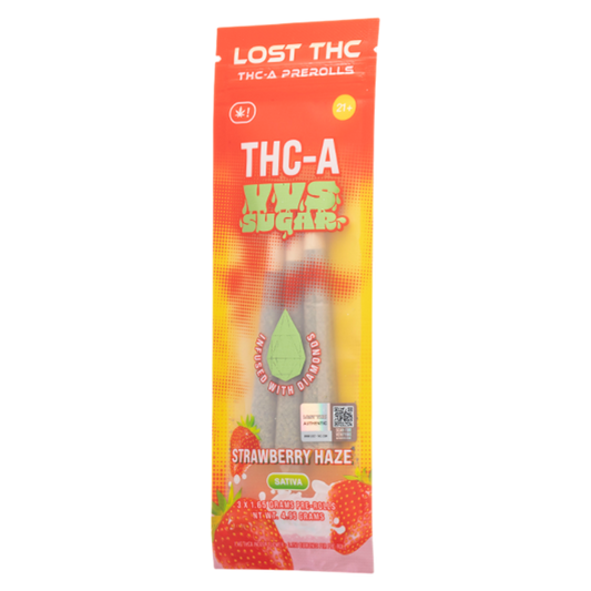 Lost THC THC-A VVS Sugar Infused with Diamond Prerolls 3x1.65G Prerolls(4.95 Grams)