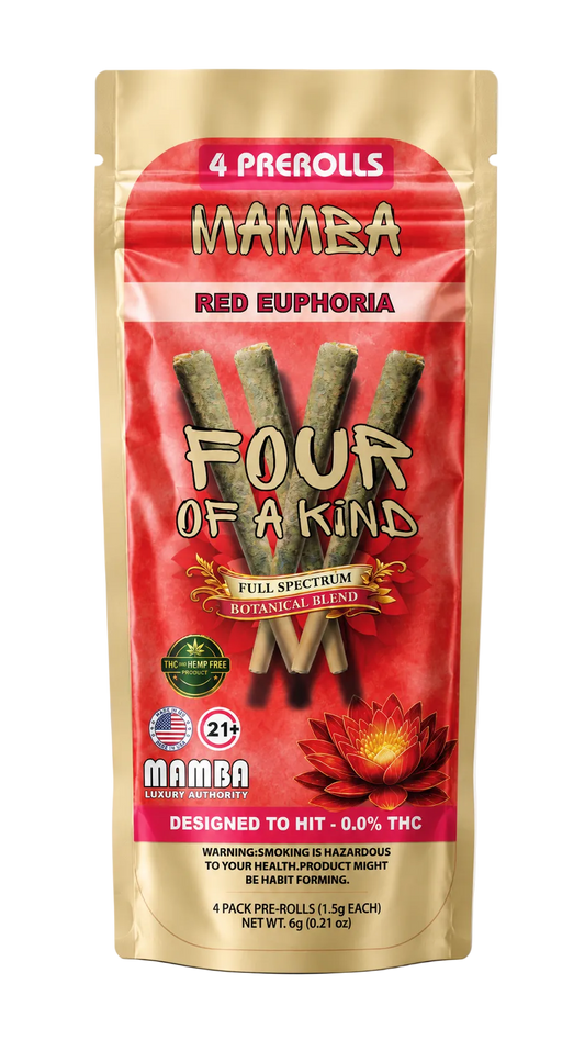 Mamba Four Of A Kind Red Euphoria botanical pre-rolls 4ct pouch