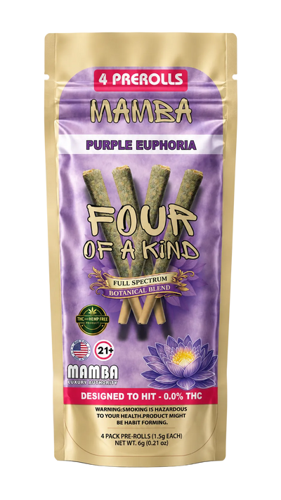 Mamba Four of a Kind Botanical Blend Pre-Rolls 4ct (1.5g each) - Purple Euphoria