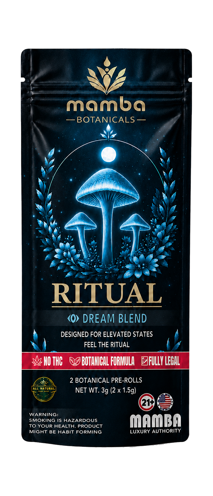 Mamba Botanicals Ritual Dream Blend botanical pre-rolls 2ct pouch